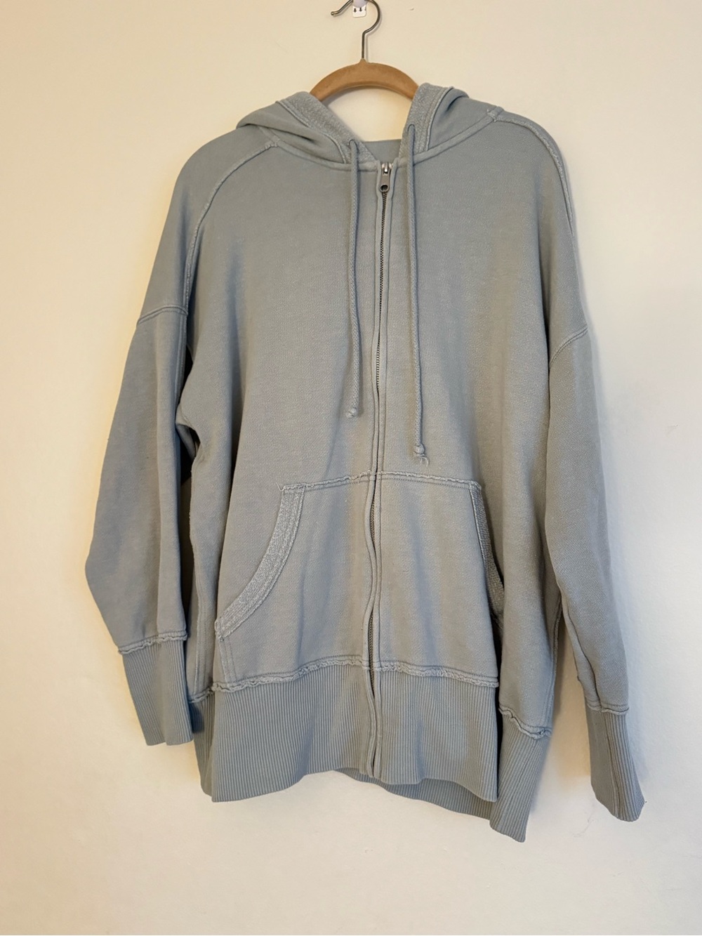 Aerie Light Gray Green Zip-Up Hoodie
